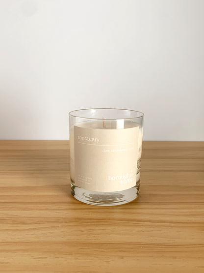 Sanctuary Soy Scented Candle, front view.